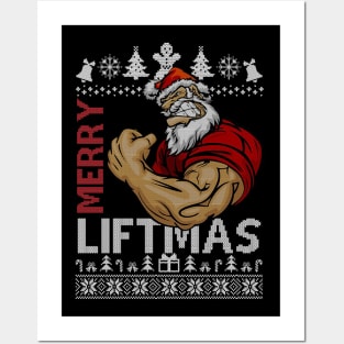 Merry Liftmas Ugly Christmas Gym Workout Gift Mens 2 Posters and Art